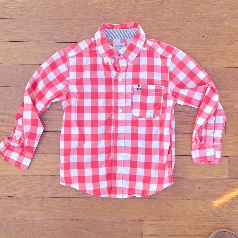 White & Pink Checked Shirt